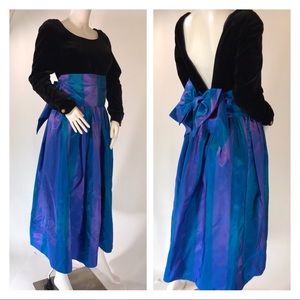 Laura Ashley Vintage 80s Velvet & Taffeta Dress